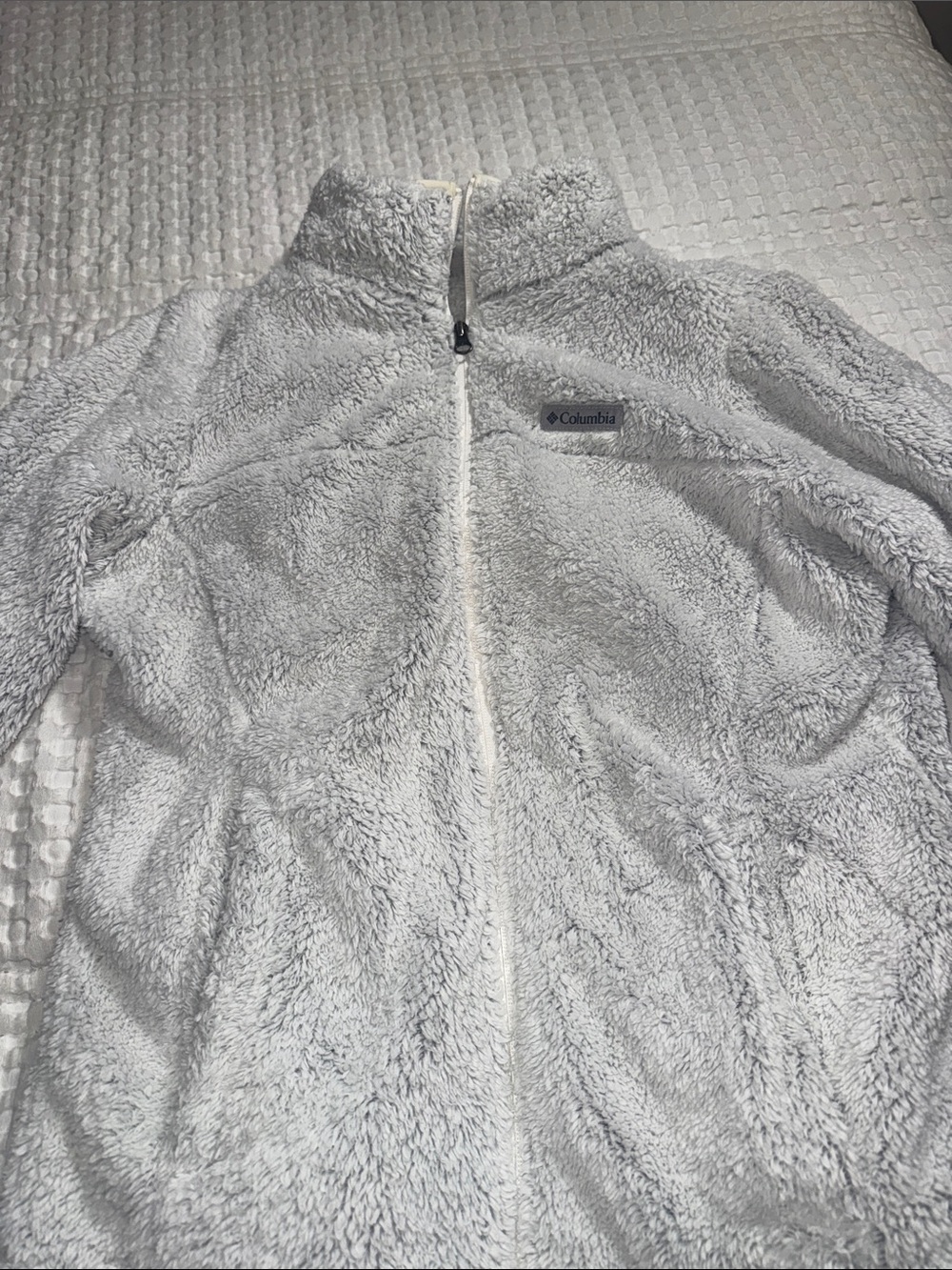 Columbia Light Gray Plush Full-Zip Sherpa Jacket